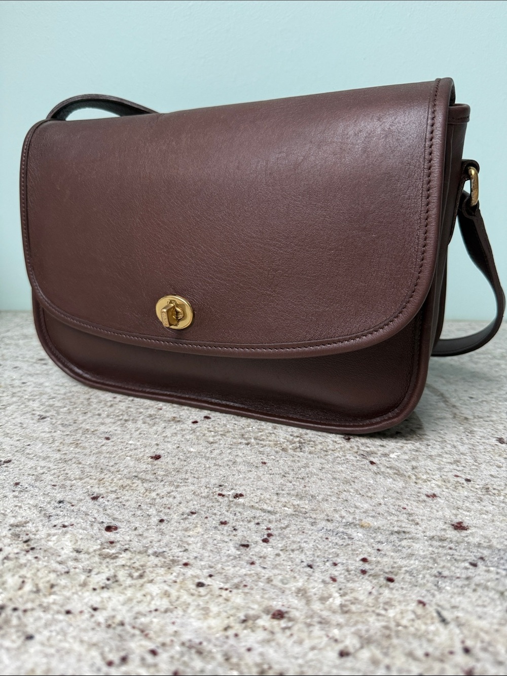 Vintage Coach Court Bag 9790 Mahogany Brown Glove Tanned Leather USA Crossbody